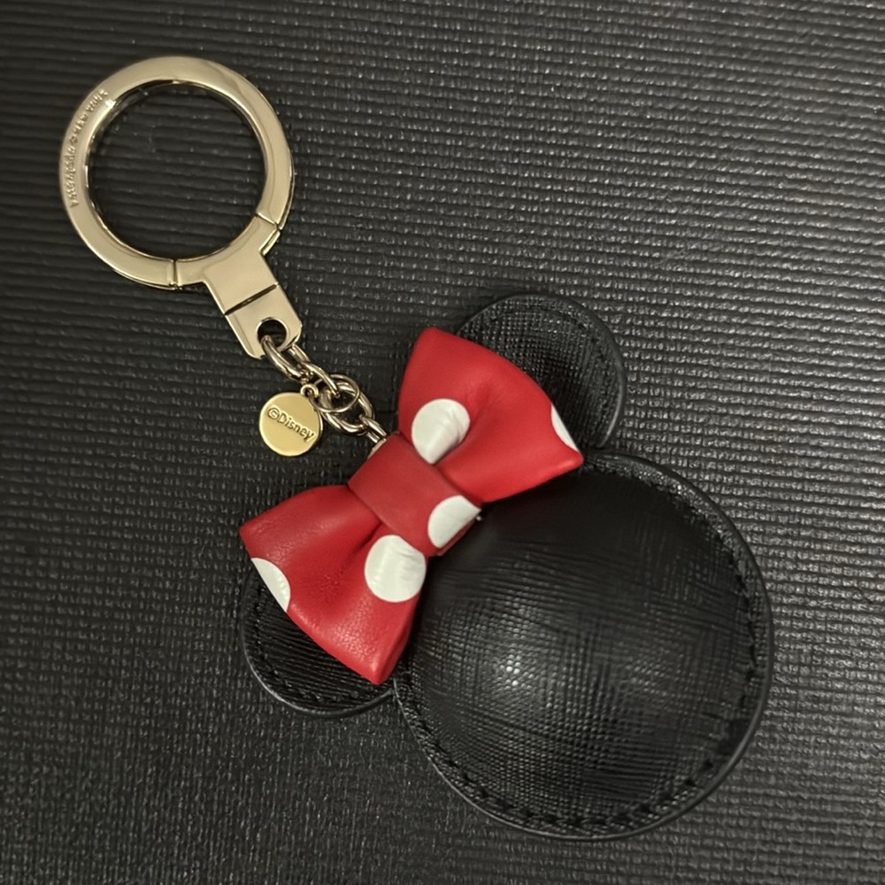 Kate Spade Minnie Mouse Leather Keychain Keyfob Bag Charm